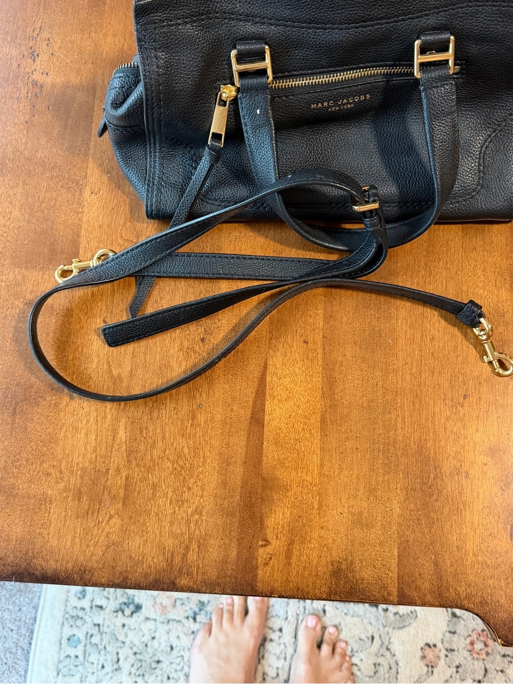 Marc Jacobs Black Leather Wallet with Logo-Print Lining